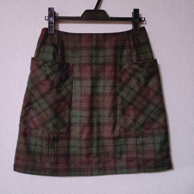 earth music&ecology ポケット付き台形ミニスカート チェック 緑色×茶色 アースミュージックアンドエコロジー < ブランド earth music&ecology ポケット付き台形ミニスカート チェック 緑色×茶色 アースミュージックアンドエコロジー < ブランドの