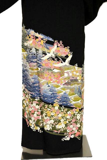 黒留袖 中古 最高峰 美品 本場加賀友禅作家 杉村典重 飛翔 鶴 風景 花柄 比翼 身丈161cm 裄67cm 結婚式 T3607 < 女性ファッション 黒留袖 中古 最高峰 美品 本場加賀友禅作家 杉村典重 飛翔 鶴 風景 花柄 比翼 身丈161cm 裄67cm 結婚式 T3607 < 女性ファッションの