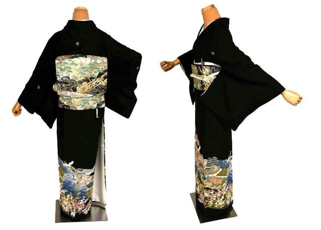 黒留袖 中古 最高峰 美品 本場加賀友禅作家 杉村典重 飛翔 鶴 風景 花柄 比翼 身丈161cm 裄67cm 結婚式 T3607 < 女性ファッション 黒留袖 中古 最高峰 美品 本場加賀友禅作家 杉村典重 飛翔 鶴 風景 花柄 比翼 身丈161cm 裄67cm 結婚式 T3607 < 女性ファッションの