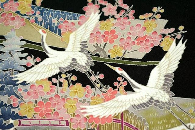 黒留袖 中古 最高峰 美品 本場加賀友禅作家 杉村典重 飛翔 鶴 風景 花柄 比翼 身丈161cm 裄67cm 結婚式 T3607 < 女性ファッション 黒留袖 中古 最高峰 美品 本場加賀友禅作家 杉村典重 飛翔 鶴 風景 花柄 比翼 身丈161cm 裄67cm 結婚式 T3607 < 女性ファッションの