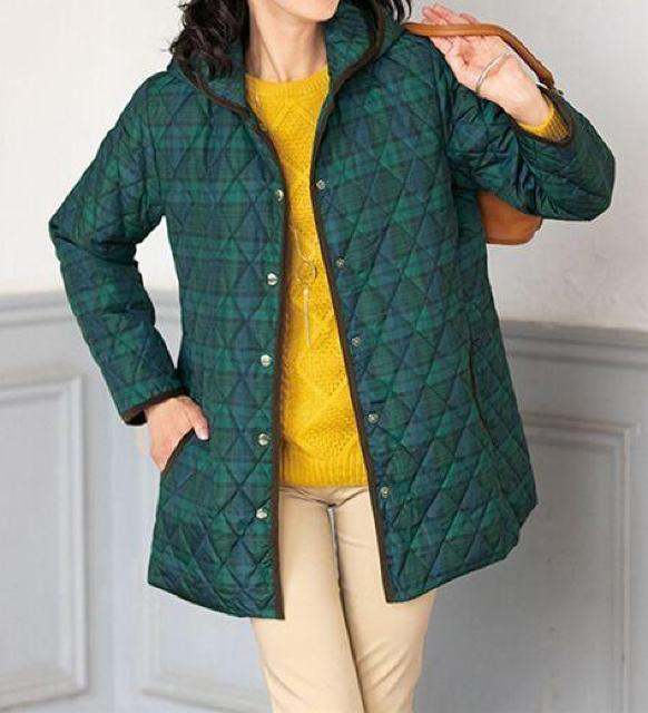 ブラックウォッチ柄中綿キルトジャケット 4Lサイズ キルトコート キルテイングジャケット < 女性ファッション ブラックウォッチ柄中綿キルトジャケット 4Lサイズ キルトコート キルテイングジャケット < 女性ファッションの