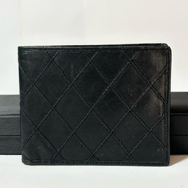 CHANEL �r�R���[�� ��܂���z Bicolore Bifold Wallet �}�g���b�Z ���B���e�[�W���C�� �u���b�N �� �u�����h�� 