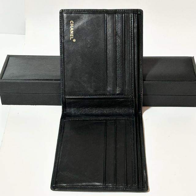CHANEL �r�R���[�� ��܂���z Bicolore Bifold Wallet �}�g���b�Z ���B���e�[�W���C�� �u���b�N �� �u�����h�� 