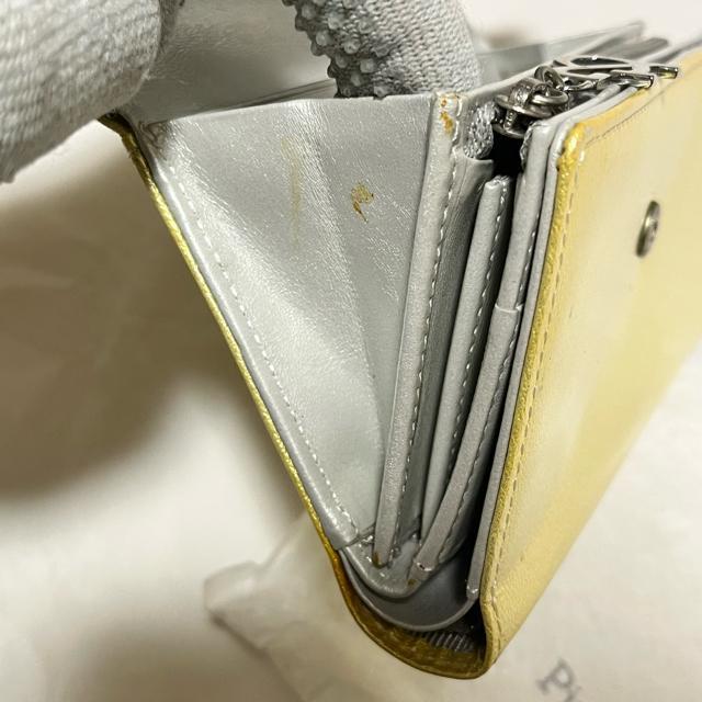 PINKY&DIANNE ピンキー&ダイアン 二つ折り財布 イエロー エナメル プラチナ 三つ折り財布 < ブランド PINKY&DIANNE ピンキー&ダイアン 二つ折り財布 イエロー エナメル プラチナ 三つ折り財布 < ブランドの