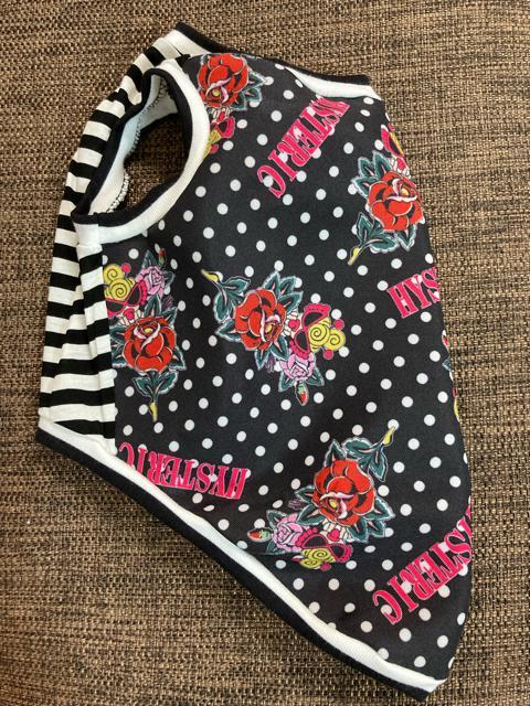 2L★ハンドメイド ヒスミニ シャツ ドット バラ柄 ボーダー 犬服★ < ペット/手芸/園芸  2L★ハンドメイド ヒスミニ シャツ ドット バラ柄 ボーダー 犬服★ < ペット/手芸/園芸の