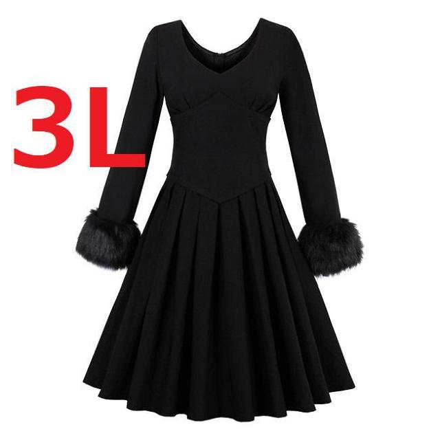 新品大きいサイズ3Lゴシック袖ファー付パーティドレスワンピース < 女性ファッション  新品大きいサイズ3Lゴシック袖ファー付パーティドレスワンピース  < 女性ファッションの