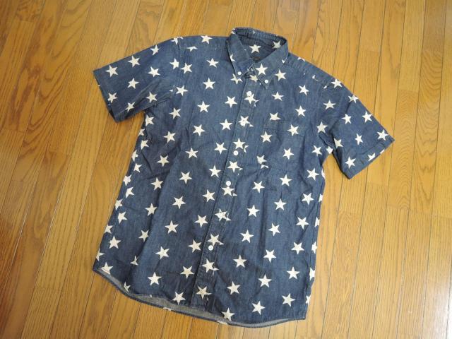 SOPHNET. ソフネット ☆スター柄 デニムシャツ S インディゴ 半袖 S/S STAR DENIM B.D SHIRT < ブランド SOPHNET. ソフネット ☆スター柄 デニムシャツ S インディゴ 半袖 S/S STAR DENIM B.D SHIRT < ブランドの