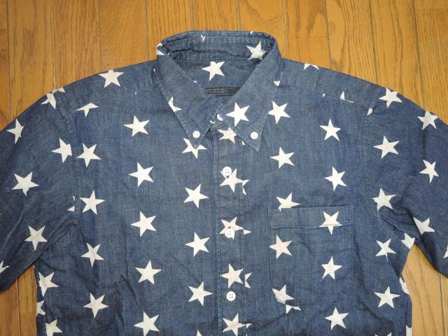 SOPHNET. ソフネット ☆スター柄 デニムシャツ S インディゴ 半袖 S/S STAR DENIM B.D SHIRT < ブランド SOPHNET. ソフネット ☆スター柄 デニムシャツ S インディゴ 半袖 S/S STAR DENIM B.D SHIRT < ブランドの