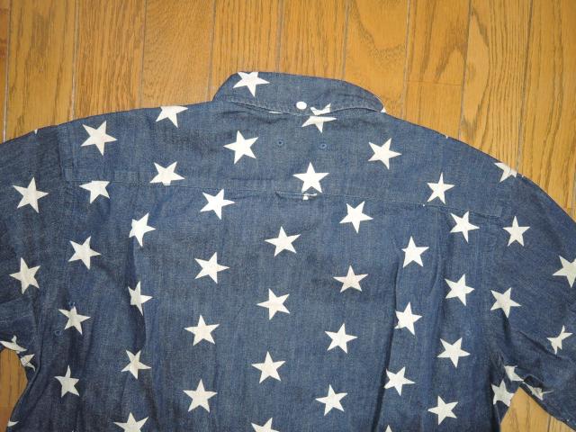 SOPHNET. ソフネット ☆スター柄 デニムシャツ S インディゴ 半袖 S/S STAR DENIM B.D SHIRT < ブランド SOPHNET. ソフネット ☆スター柄 デニムシャツ S インディゴ 半袖 S/S STAR DENIM B.D SHIRT < ブランドの
