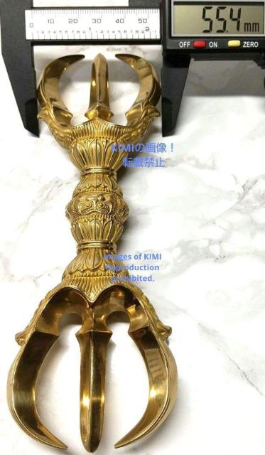 三鈷杵 全長16.7cm 真鍮製 一面器 前具 真鍮製 鬼面型 密教法具 仏教美術 瞑想 修行のお供に  Vajra triden < インテリア/ライフ  三鈷杵 全長16.7cm 真鍮製 一面器 前具 真鍮製 鬼面型 密教法具 仏教美術 瞑想 修行のお供に  Vajra triden < インテリア/ライフの