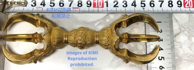 三鈷杵 全長16.7cm 真鍮製 一面器 前具 真鍮製 鬼面型 密教法具 仏教美術 瞑想 修行のお供に  Vajra triden < インテリア/ライフ  三鈷杵 全長16.7cm 真鍮製 一面器 前具 真鍮製 鬼面型 密教法具 仏教美術 瞑想 修行のお供に  Vajra triden < インテリア/ライフの