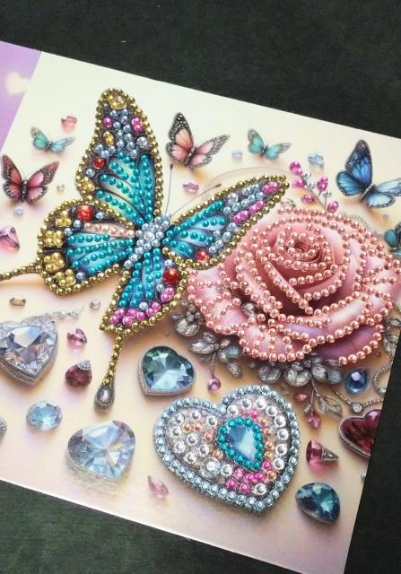 ダイヤモンドアート★グリーティングカード@蝶々と薔薇とハート < インテリア/ライフ  ダイヤモンドアート★グリーティングカード@蝶々と薔薇とハート < インテリア/ライフの