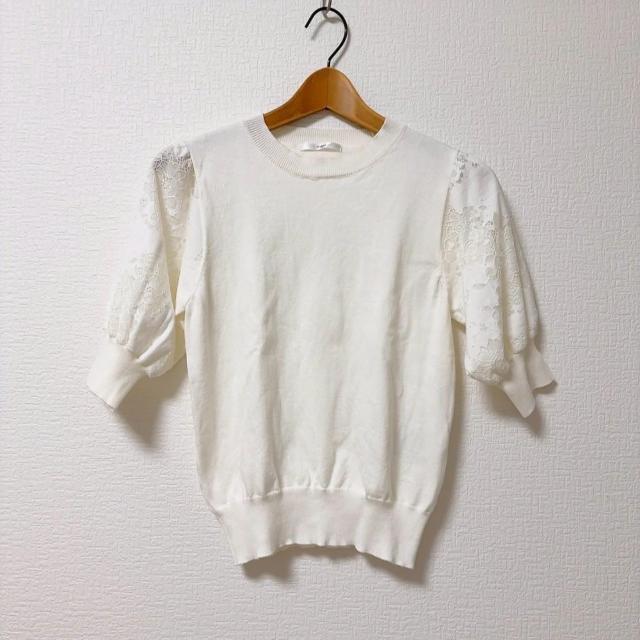 ◆index/インデックス◆スリーブレースパフスリーブニット★ホワイトS*秋コーデオフィス*美品♪ < ブランド  ◆index/インデックス◆スリーブレースパフスリーブニット★ホワイトS*秋コーデオフィス*美品♪ < ブランドの
