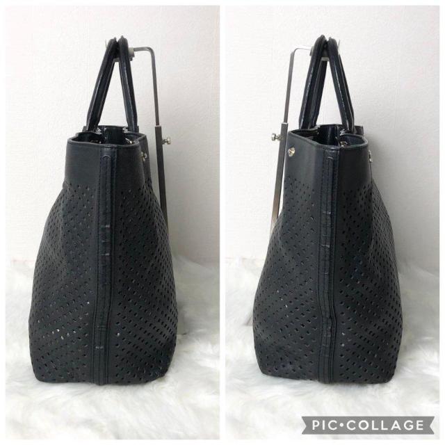 【美品】BALLY バリー ハンドバッグ トートバッグ A4収納可能 パンチングレザー 本革 ブラック < ブランド 【美品】BALLY バリー ハンドバッグ トートバッグ A4収納可能 パンチングレザー 本革 ブラック < ブランドの