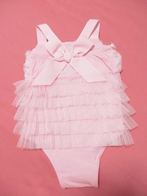 シフォンローズリボンロンパースフリルベビーmudpieピンク < キッズ/ベビー  シフォンローズリボンロンパースフリルベビーmudpieピンク < キッズ/ベビーの