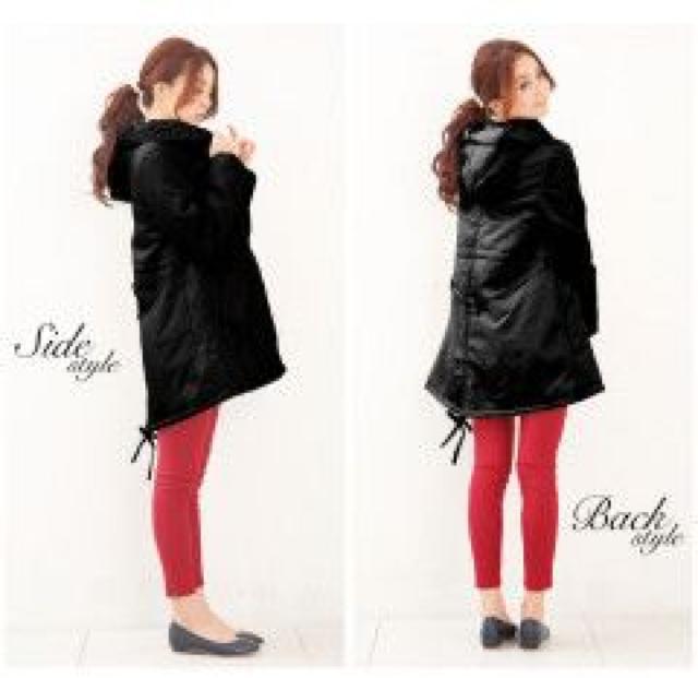 暖かい♪ふんわり軽やか フード&ヒモ付 Aライン ウエストリボン ボリューム襟 コート < 女性ファッション 暖かい♪ふんわり軽やか フード&ヒモ付 Aライン ウエストリボン ボリューム襟 コート < 女性ファッションの