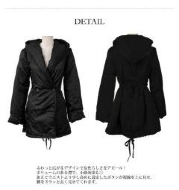 暖かい♪ふんわり軽やか フード&ヒモ付 Aライン ウエストリボン ボリューム襟 コート < 女性ファッション 暖かい♪ふんわり軽やか フード&ヒモ付 Aライン ウエストリボン ボリューム襟 コート < 女性ファッションの