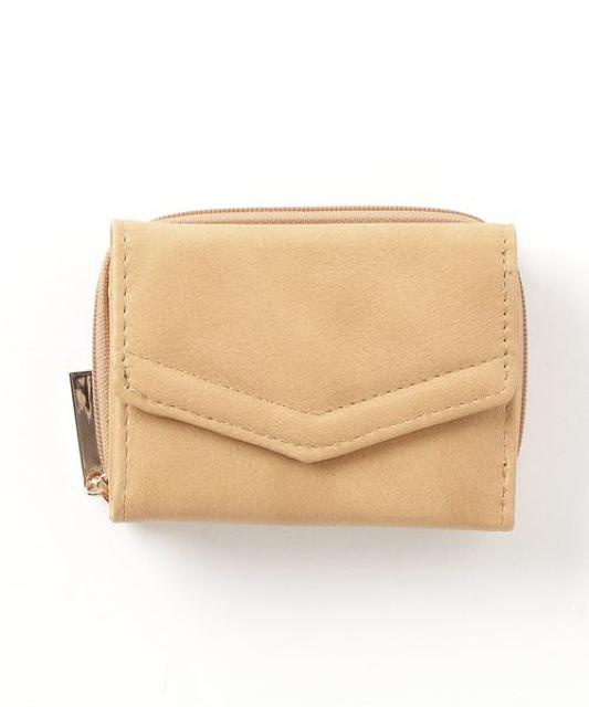 フェイクレザーウォレット●ミニ財布●ベージュ < 女性ファッション  フェイクレザーウォレット●ミニ財布●ベージュ < 女性ファッションの