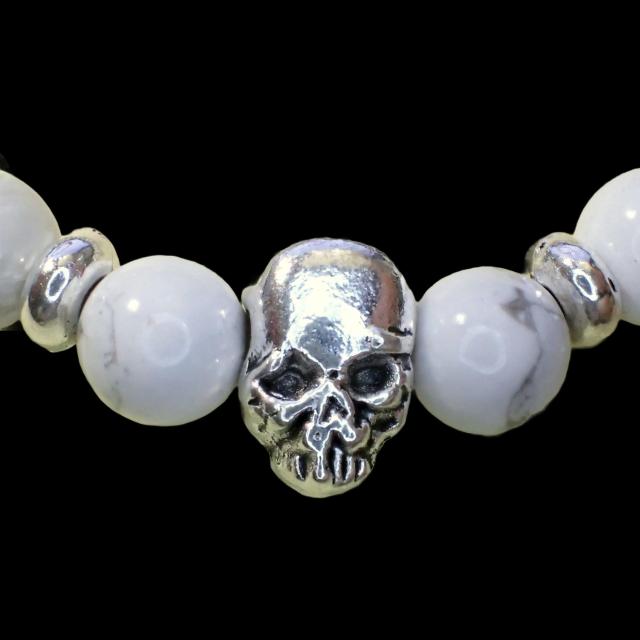 スカル ガイコツ がいこつ 骸骨 どくろ ドクロ スケルトン 天然石 白色 ブレスレット 数珠 < 男性アクセサリー/時計  スカル ガイコツ がいこつ 骸骨 どくろ ドクロ スケルトン 天然石 白色 ブレスレット 数珠 < 男性アクセサリー/時計の