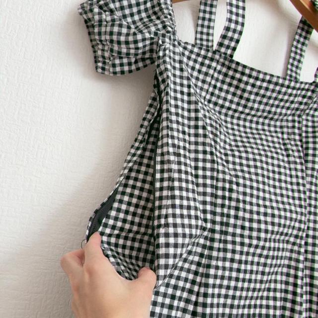 ◆H&M/エイチ&エム◆ギンガムチェック柄ミニワンピース★パフスリーブ袖*ブラック38美品♪ < ブランド  ◆H&M/エイチ&エム◆ギンガムチェック柄ミニワンピース★パフスリーブ袖*ブラック38美品♪ < ブランドの