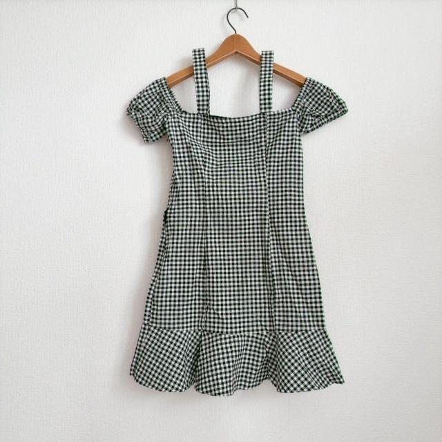 ◆H&M/エイチ&エム◆ギンガムチェック柄ミニワンピース★パフスリーブ袖*ブラック38美品♪ < ブランド  ◆H&M/エイチ&エム◆ギンガムチェック柄ミニワンピース★パフスリーブ袖*ブラック38美品♪ < ブランドの