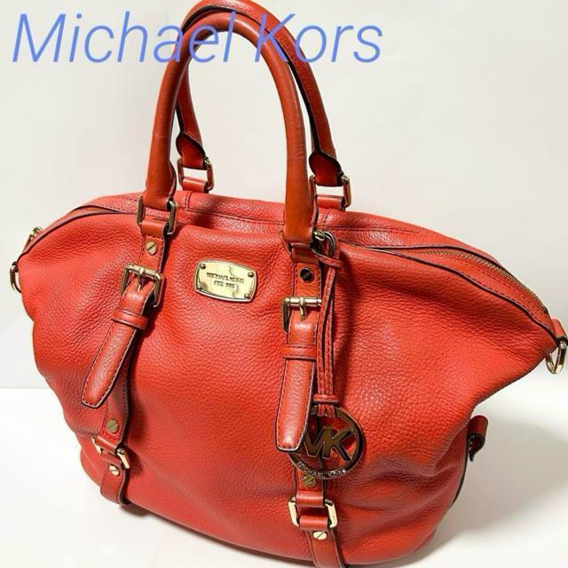 美品 Michael Kors マイケルコース ハンドバッグ オレンジ レッド < ブランド 美品 Michael Kors マイケルコース ハンドバッグ オレンジ レッド < ブランドの