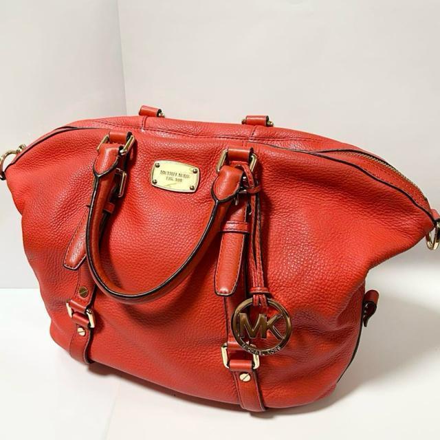 美品 Michael Kors マイケルコース ハンドバッグ オレンジ レッド < ブランド 美品 Michael Kors マイケルコース ハンドバッグ オレンジ レッド < ブランドの