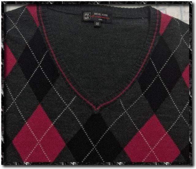 ミッシェルクランオム Vネックアーガイルニット 濃グレー < ブランド ミッシェルクランオム Vネックアーガイルニット 濃グレー < ブランドの