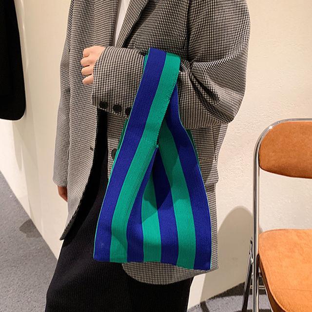 送料無料 新品 ニットバッグ トートバッグ バイカラー < 女性ファッション  送料無料 新品 ニットバッグ トートバッグ バイカラー < 女性ファッションの