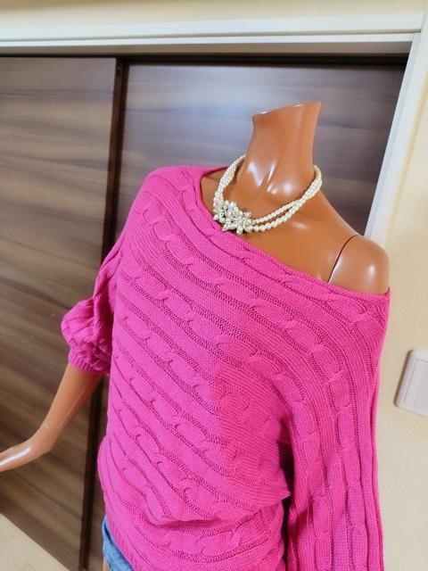 美品★S〜L★パッションピンク★オフショルドルマンチュニック★ < 女性ファッション  美品★S〜L★パッションピンク★オフショルドルマンチュニック★ < 女性ファッションの