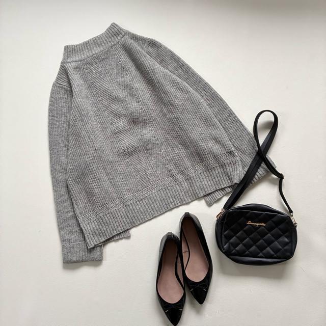 ◆美品◆ルミアン◆ウール混バックスリットニット◆ハイネック◆グレー◆フリー◆ < 女性ファッション ◆美品◆ルミアン◆ウール混バックスリットニット◆ハイネック◆グレー◆フリー◆ < 女性ファッションの