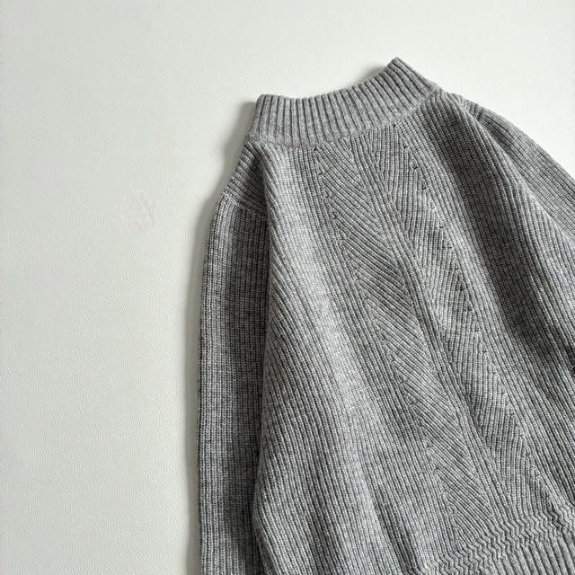 ◆美品◆ルミアン◆ウール混バックスリットニット◆ハイネック◆グレー◆フリー◆ < 女性ファッション ◆美品◆ルミアン◆ウール混バックスリットニット◆ハイネック◆グレー◆フリー◆ < 女性ファッションの