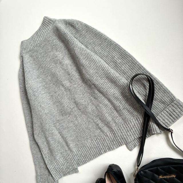 ◆美品◆ルミアン◆ウール混バックスリットニット◆ハイネック◆グレー◆フリー◆ < 女性ファッション ◆美品◆ルミアン◆ウール混バックスリットニット◆ハイネック◆グレー◆フリー◆ < 女性ファッションの
