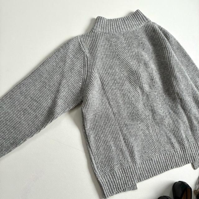 ◆美品◆ルミアン◆ウール混バックスリットニット◆ハイネック◆グレー◆フリー◆ < 女性ファッション ◆美品◆ルミアン◆ウール混バックスリットニット◆ハイネック◆グレー◆フリー◆ < 女性ファッションの
