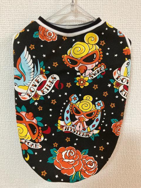 2L★ハンドメイド ヒスミニ シャツ バラ柄 黒 ボーダー 犬服★ < ペット/手芸/園芸  2L★ハンドメイド ヒスミニ シャツ バラ柄 黒 ボーダー 犬服★  < ペット/手芸/園芸の