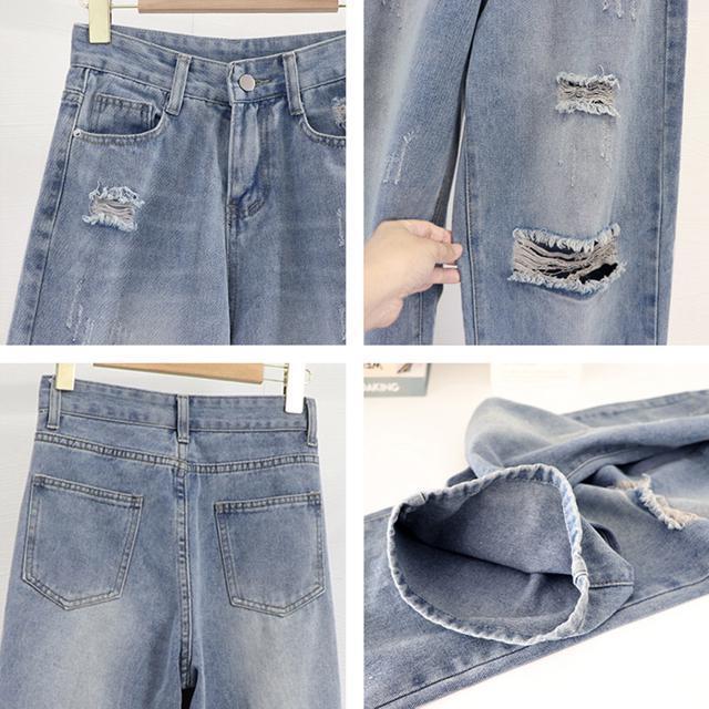 送料無料 新品 ダメージ デニムパンツ ハイウエスト韓国 < 女性ファッション  送料無料 新品 ダメージ デニムパンツ ハイウエスト韓国 < 女性ファッションの