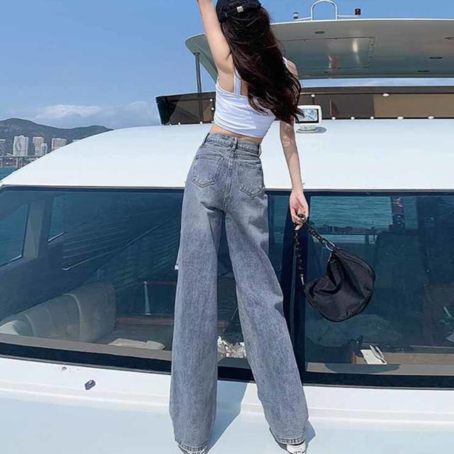 送料無料 新品 ダメージ デニムパンツ ハイウエスト韓国 < 女性ファッション  送料無料 新品 ダメージ デニムパンツ ハイウエスト韓国 < 女性ファッションの
