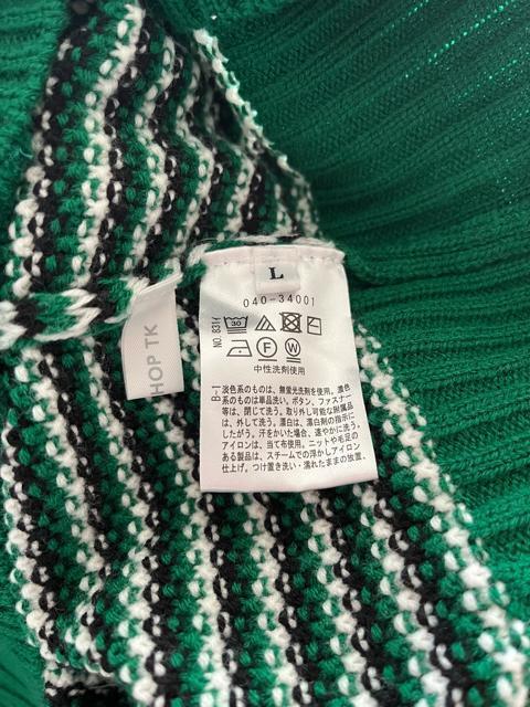 THE SHOP TK ザ ショップ ティーケー ボーダー 長袖カーディガン 緑 グリーン L < ブランド  THE SHOP TK ザ ショップ ティーケー ボーダー 長袖カーディガン 緑 グリーン L < ブランドの