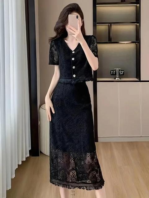 爆ヤス価格3790円★春夏用ポリエステル2ピースドレスセット、Vネック、レースディテール 日本サイズM 白 < 女性ファッション  爆ヤス価格3790円★春夏用ポリエステル2ピースドレスセット、Vネック、レースディテール 日本サイズM 白 < 女性ファッションの