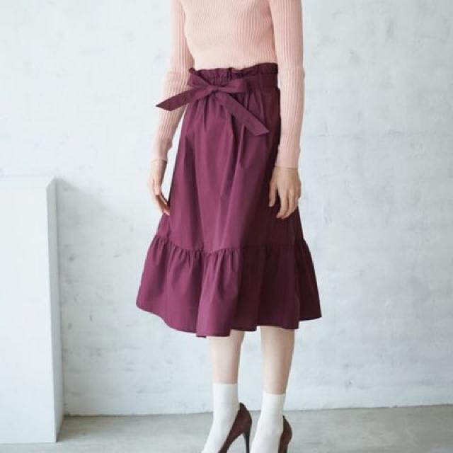 ユニクロ・ハイウエストリボンフリルスカート。パープルXL < ブランド ユニクロ・ハイウエストリボンフリルスカート。パープルXL < ブランドの