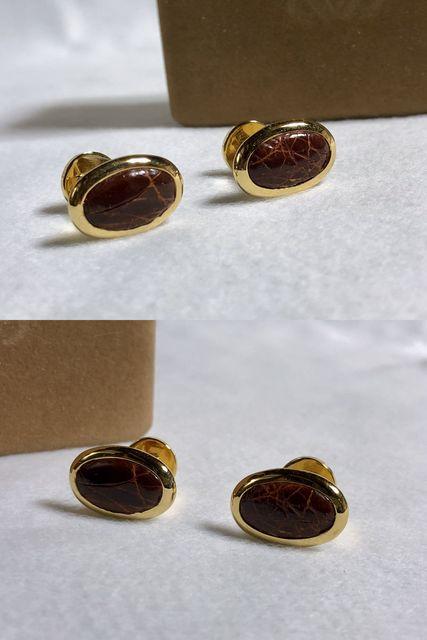 正規良 ロエベLOEWE アマソナ アナグラム レザー装飾 カフス 茶 カフリンクス オーバルボタン 付属有 クラシック < ブランド 正規良 ロエベLOEWE アマソナ アナグラム レザー装飾 カフス 茶 カフリンクス オーバルボタン 付属有 クラシック < ブランドの