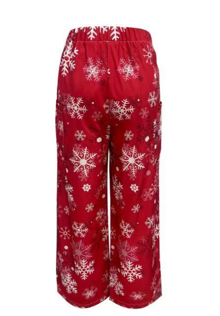 クリスマスアニマルプリントワイドレッグパンツ、カジュアルな毎日のパンツ < 女性ファッション  クリスマスアニマルプリントワイドレッグパンツ、カジュアルな毎日のパンツ < 女性ファッションの