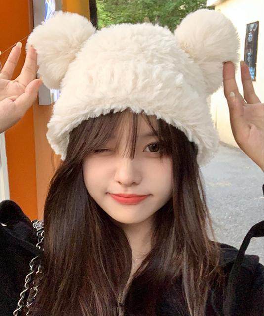 送料無料 新品 くま耳ニット帽 小顔 レディース 韓国風 < 女性ファッション  送料無料 新品 くま耳ニット帽 小顔 レディース 韓国風  < 女性ファッションの