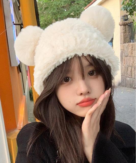 送料無料 新品 くま耳ニット帽 小顔 レディース 韓国風 < 女性ファッション  送料無料 新品 くま耳ニット帽 小顔 レディース 韓国風 < 女性ファッションの