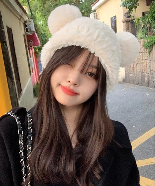 送料無料 新品 くま耳ニット帽 小顔 レディース 韓国風 < 女性ファッション  送料無料 新品 くま耳ニット帽 小顔 レディース 韓国風 < 女性ファッションの