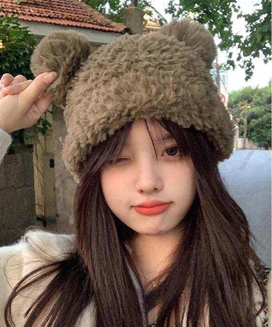 送料無料 新品 くま耳ニット帽 小顔 レディース 韓国風 < 女性ファッション  送料無料 新品 くま耳ニット帽 小顔 レディース 韓国風 < 女性ファッションの