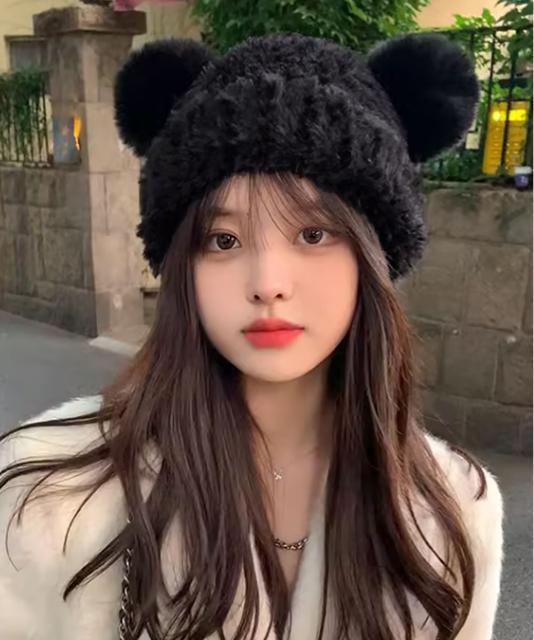 送料無料 新品 くま耳ニット帽 小顔 レディース 韓国風 < 女性ファッション  送料無料 新品 くま耳ニット帽 小顔 レディース 韓国風 < 女性ファッションの