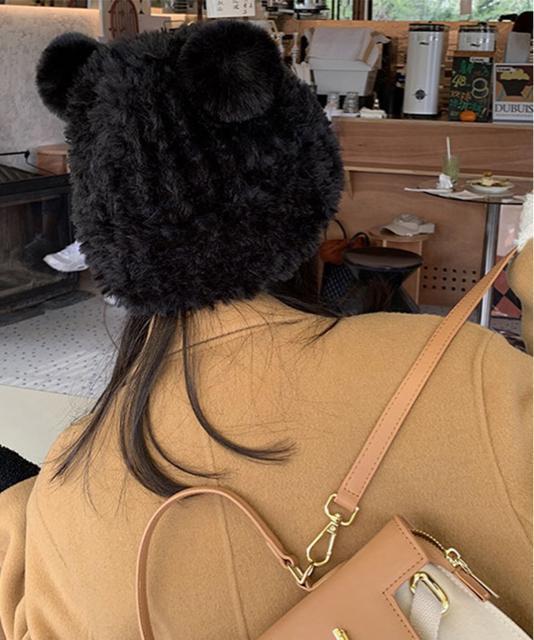 送料無料 新品 くま耳ニット帽 小顔 レディース 韓国風 < 女性ファッション  送料無料 新品 くま耳ニット帽 小顔 レディース 韓国風 < 女性ファッションの