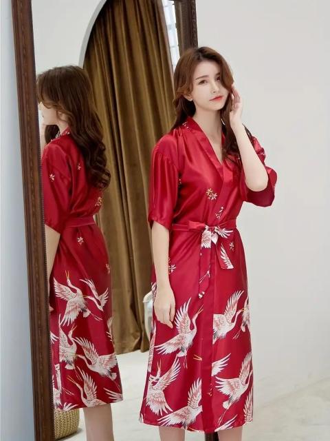 爆ヤス価格1190円★女性用シルク調パジャマ&ローブセット、ゆったりサイズ、夏の涼しげ 日本サイズM グレー < 女性ファッション  爆ヤス価格1190円★女性用シルク調パジャマ&ローブセット、ゆったりサイズ、夏の涼しげ 日本サイズM グレー < 女性ファッションの