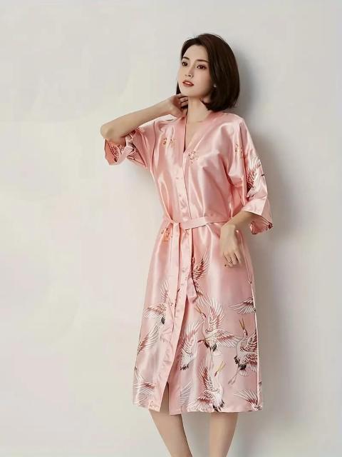 爆ヤス価格1190円★女性用シルク調パジャマ&ローブセット、ゆったりサイズ、夏の涼しげ 日本サイズM グレー < 女性ファッション  爆ヤス価格1190円★女性用シルク調パジャマ&ローブセット、ゆったりサイズ、夏の涼しげ 日本サイズM グレー < 女性ファッションの